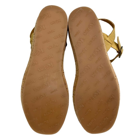Korks Kalie Cork Platform Wedge Sandal Yellow Leather Ankle Strap Women Sz 10M - Picture 8 of 8